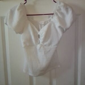 White Puff Sleeve Top
